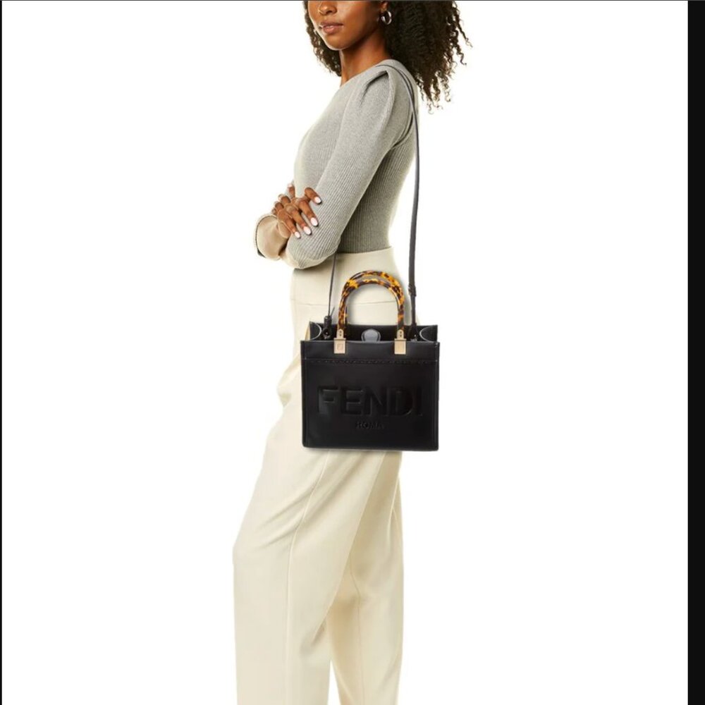 NEW Authentic Fendi Vitello Small Zucca Sunshine White Tote Leather - Picture 7 of 11